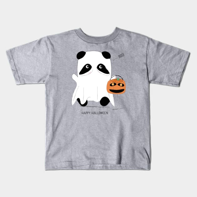 Halloween Panda Ghost Kids T-Shirt by so_celia